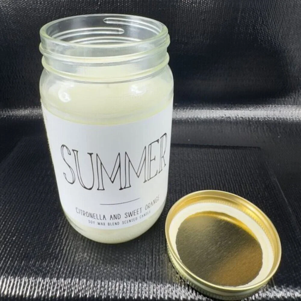 Leoben Company 11 Oz Summer Candle Citronella Sweet Orange Soy Wax Blend New‎